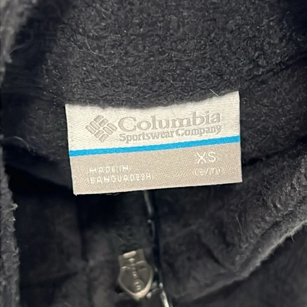 COLUMBIA Kid’s Black Fleece Full Zip Vest Size XS 6/7